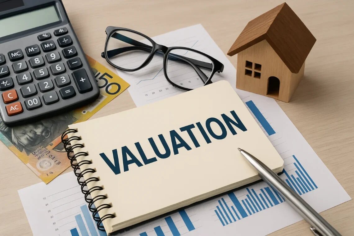 Financial planning for property investment showing calculator and Australian currency for capital gains tax assessment