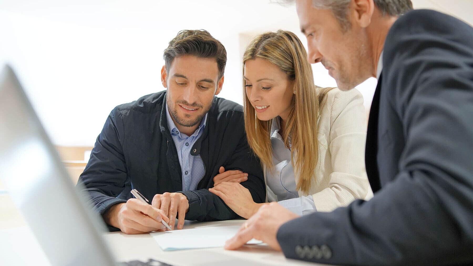 First home buyer meeting with mortgage broker for pre-approval